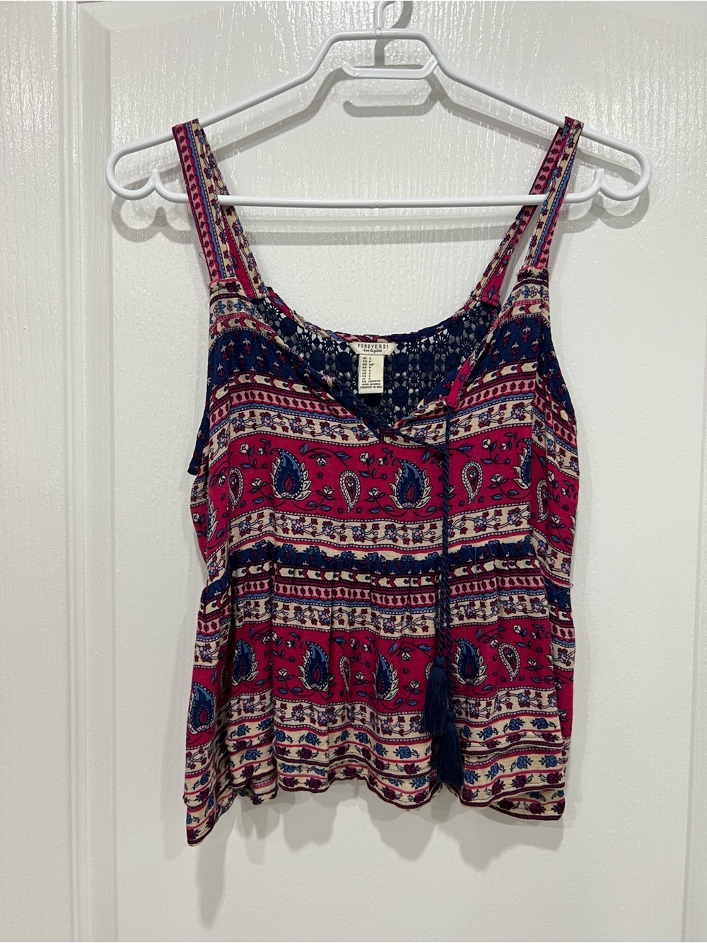 Boho Chic Printed Tassel Tank Top